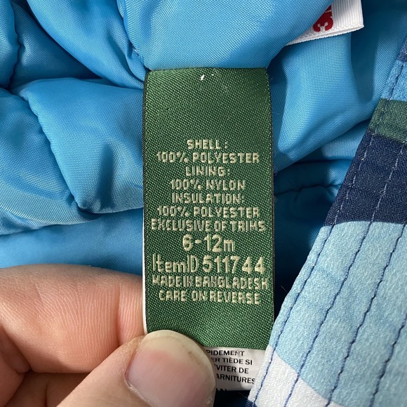 L.L. Bean Snowsuit Baby Boys 6-12 Months Blue Stripe Hooded Thinsulate One Piece - Picture 11 of 16